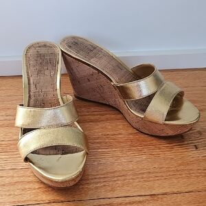 Nine West Gold Wedge Sandals